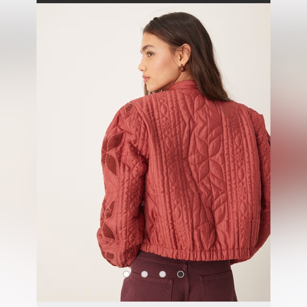 Free People NWT Quinn Quilted Velvet Burnout Patchwork Cropped Fall Jacket Coat